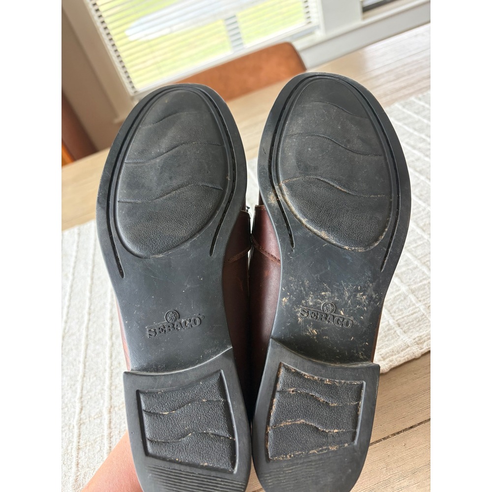 Vintage Sebago brown leather loafers fringed kiltie detail buckled strap sz 11 - Picture 6 of 7